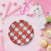 Golf Ball in Weihnachtsmannmütze Muster auf Rot Pappteller (Party)