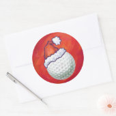 Golf Ball in Weihnachtsmannmütze Runder Aufkleber (Umschlag)
