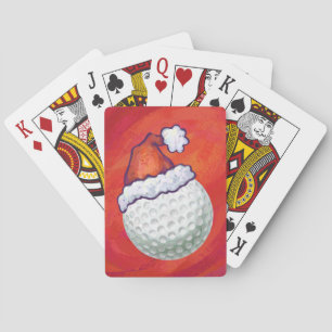 Golf Ball in Weihnachtsmannmütze Spielkarten