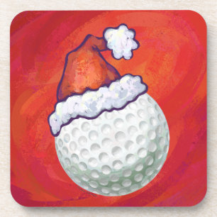 Golf Ball in Weihnachtsmannmütze Untersetzer