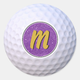 Golf Ball individuell anpassbare Monogramm Lila & Runder Aufkleber