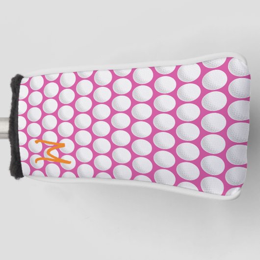 Golf Ball Initial Pink White Orange Sport Preppy Golf Headcover (Vorderseite)