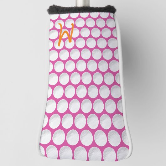 Golf Ball Initial Pink White Orange Sport Preppy Golf Headcover (Rotieren 90)