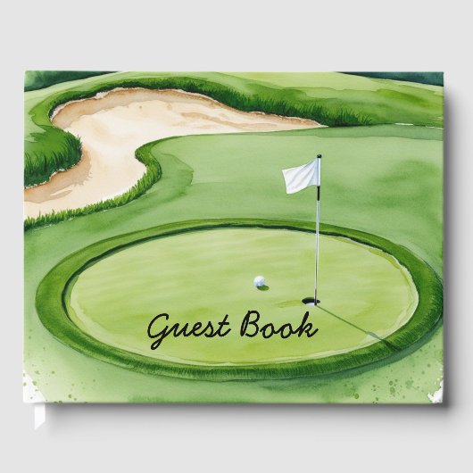 Golf Ball ist auf Grün Gästebuch (Vorderseite)