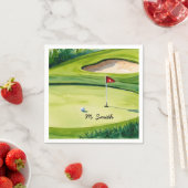 Golf Ball ist auf Grün mit Ihrem Namen Serviette (Beispiel)