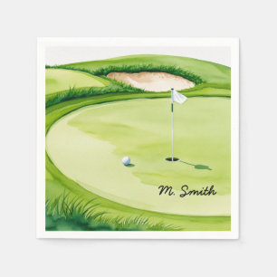 Golf Ball ist auf Grün mit Ihrem Namen Serviette