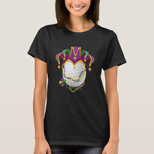 Golf Ball Jester Hat Mardi Gras Parade Beads Mardi T-Shirt (Vorderseite)