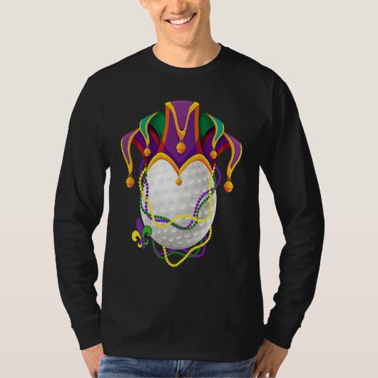 Golf Ball Jester Hat Mardi Gras Parade Beads Mardi T-Shirt (Vorderseite)