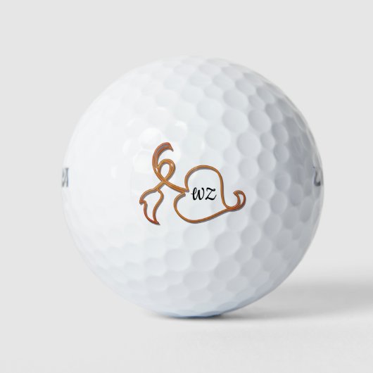 Golf Ball - Kabelrahmen mit Initialen (Vorderseite)