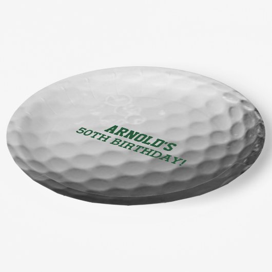 Golf Ball Look Personalized Pappteller (Schrägansicht)