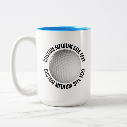 Golf Ball & Medium Text HELLBLAU 425g Custom Zweifarbige Tasse (Links)