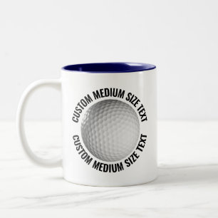 Golf Ball & Medium Text NAVY BLAU 325ml Custom Zweifarbige Tasse