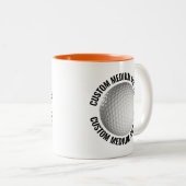 Golf Ball & Medium Text ORANGE 11oz Benutzerdefini Zweifarbige Tasse (VorderseiteRechts)