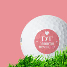 Golf Ball mit ihrem Namen Feminine Pink Monogram