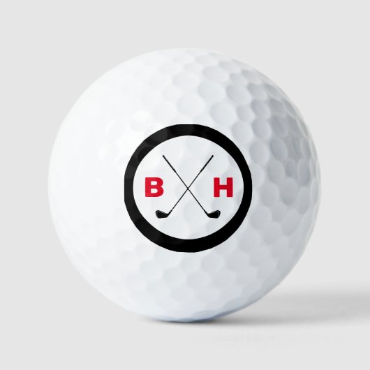 Golf Ball mit Name Initialen Modernes Monogramm (Vorderseite)