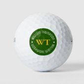 Golf Ball mit Namen (grünes Kreismonogramm) (Vorderseite)