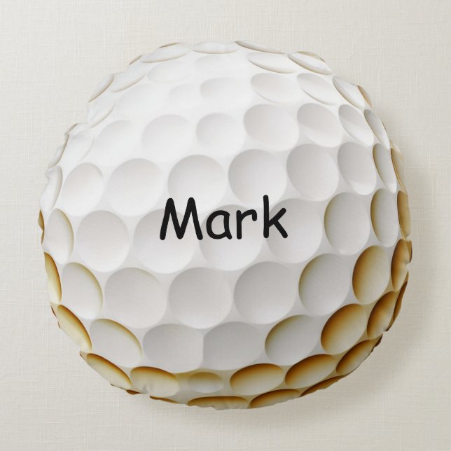 Golf Ball mit Namen Rundes Kissen (Vorderseite)
