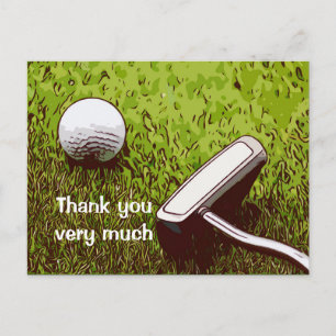 Golf Ball mit Putter Wasserfarbe danke Karte