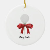 Golf Ball mit rotem Band Keramik Ornament (Vorne)