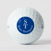 Golf Ball mit seinem Namen auf blauem Kreis (Vorderseite)