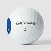 Golf Ball mit seinem Namen auf blauem Kreis (Logo)