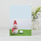 Golf Ball mit Snowman sind für Golfers Weihnachten Einladung (Stehend Vorderseite)