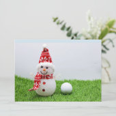 Golf Ball mit Snowman sind für Golfers Weihnachten Einladung (Stehend Vorderseite)