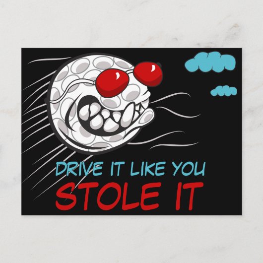 Golf Ball mit Sonnenbrille und lustigem Zitat Postkarte (Vorderseite)