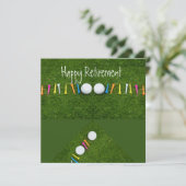 Golf-Ball mit tee Happy Retirement Karte (Stehend Vorderseite)