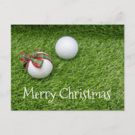 Golf-Ball mit Weihnachtsband zu Weihnachten Postkarte