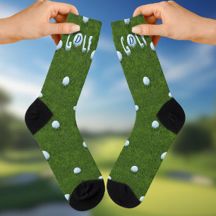 Golf Ball Monogram Funny Green Golfsocks Socken
