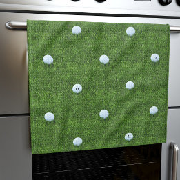 Golf Ball Monogram Green Golfer Küchentuch