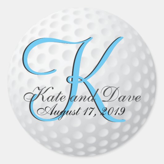 Golf Ball Monogram Wonderful Classic Round Sticker (Vorderseite)