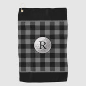 Golf ball monogrammed grey buffalo plaid custom golfhandtuch (Vorderseite)