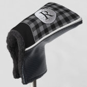Golf ball monogrammed grey buffalo plaid custom headcover (3/4 Vorderseite)