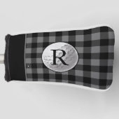 Golf ball monogrammed grey buffalo plaid custom headcover (Vorderseite)