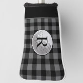Golf ball monogrammed grey buffalo plaid custom headcover (Rotieren 90)