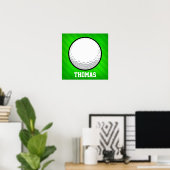 Golf Ball; Neon Green Strips Poster (Heimbüro)