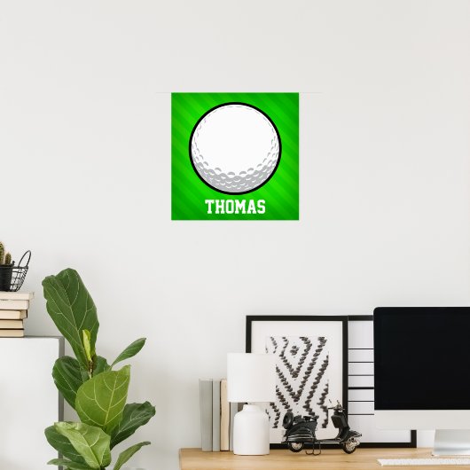 Golf Ball; Neon Green Strips Poster (Heimbüro)