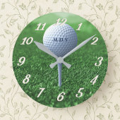 Golf Ball on T-Shirt Green Mit Monogramm Golfer Uh Runde Wanduhr
