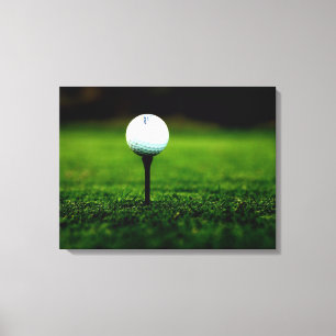 Golf Ball on T-Shirt, Rich Green Turf Canvas Print Leinwanddruck