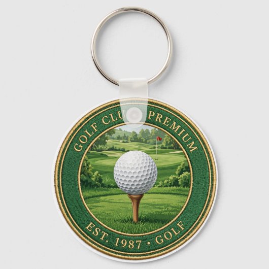 Golf Ball On Tee Premium Keychain Schlüsselanhänger (Vorderseite)