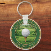 Golf Ball On Tee Premium Keychain Schlüsselanhänger (Rückseite)
