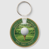 Golf Ball On Tee Premium Keychain Schlüsselanhänger (Rückseite)