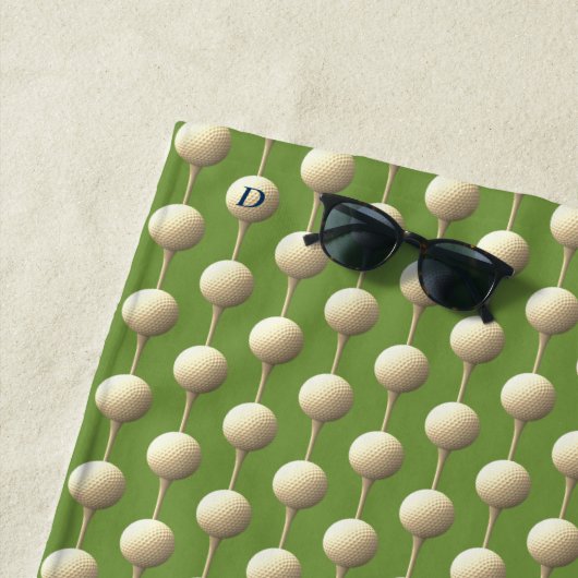 Golf Ball Pattern Green Mit Monogramm Beach Handtu Strandtuch (Beispiel)