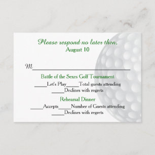 Golf Ball Pre Weddings RSVP Card Karte