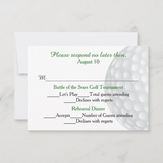 Golf Ball Pre Weddings RSVP Card Karte (Vorderseite)