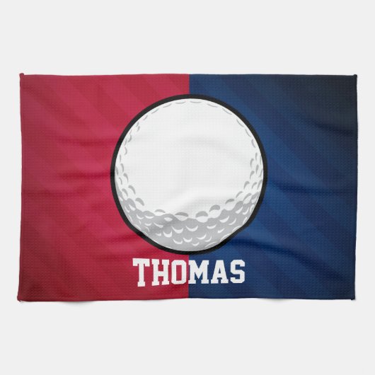 Golf Ball; Rot, Weiß und Blau Handtuch (Horizontal)