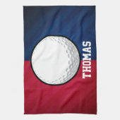 Golf Ball; Rot, Weiß und Blau Handtuch (Vertikal)