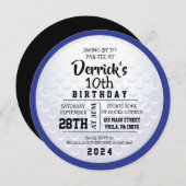 GOLF BALL RUND BLAU Geburtstagsparty Einladung (Vorne/Hinten)